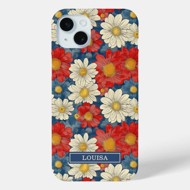 Coques Case-Mate iPhone Monogramme à motif floral rouge japonais (Verso)