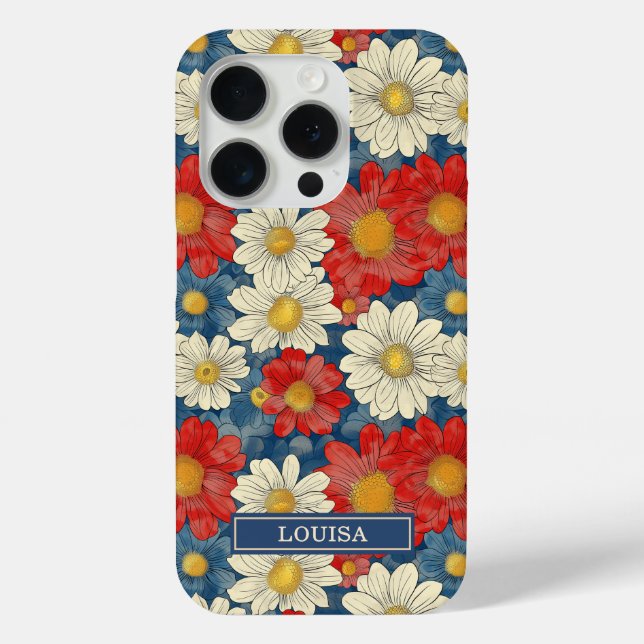 Coques Case-Mate iPhone Monogramme à motif floral rouge japonais (Verso)