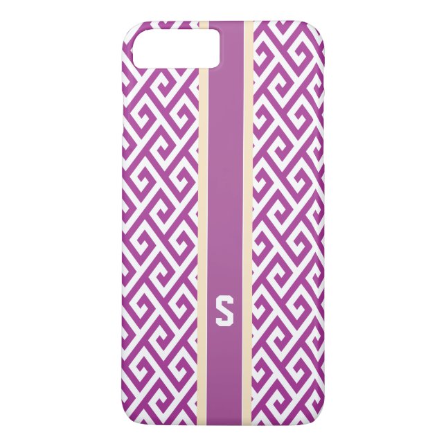 Coques Case-Mate iPhone Monogramme à motif géométrique abstrait d'orchidée (Dos)
