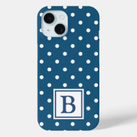 Monogramme à points polka bleu et blanc