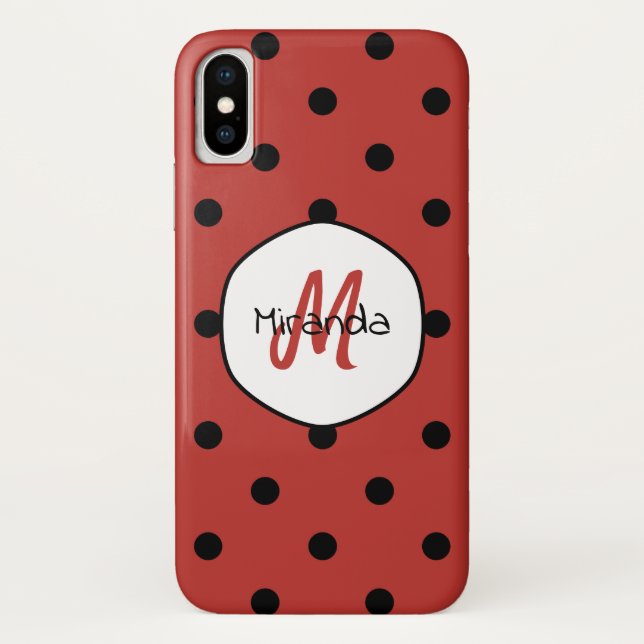 Coques Case-Mate iPhone Monogramme à pois rouges (Dos)