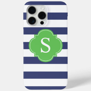 Coque Case-Mate iPhone Monogramme à rayures bleues et vertes