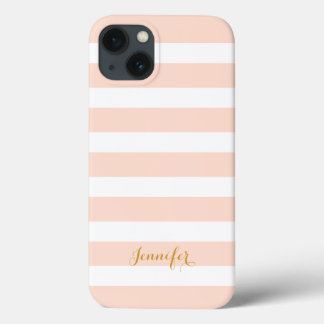 Case-Mate iPhone Case Monogramme à rayures classiques rose et or