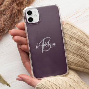 Case-Mate iPhone Case Monogramme à sérigraphie prune violet gris blanc