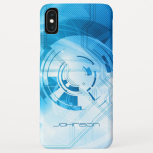 Coque Pour iPhone XS Max Monogramme abstrait bleu-clair géométrique de