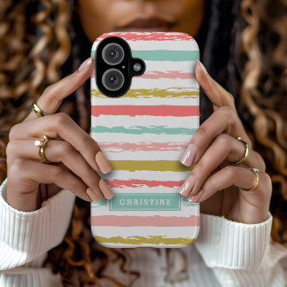 Coques iPhone 16 Monogramme Abstrait de bandes peintes