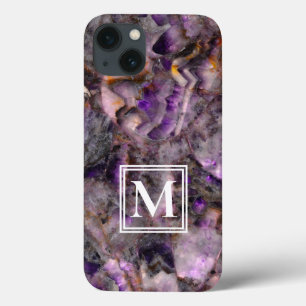 Case-Mate iPhone Case monogramme Abstrait en marbre de quartz améthyste