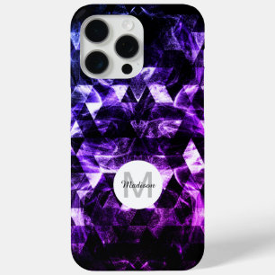 Coque Case-Mate iPhone Monogramme Abstrait Fumé Géométrique Violet Noir
