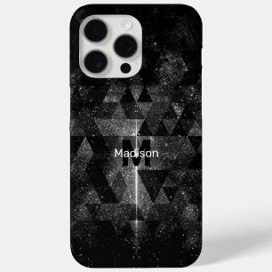 Coque Case-Mate iPhone Monogramme abstrait géométrique noir blanc paillet