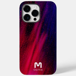 Coque Case-Mate iPhone Monogramme Abstrait Peinture Néon Rouge Bleu Perso