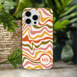 Coque Case-Mate iPhone Monogramme Abstrait rayures Moderne Personnalisé<br><div class="desc">Monogramme Abstrait Stripes Moderne Personnalisé iPhone 15 Pro Max Coques propose votre monogramme personnalisé dans une typographie de script moderne sur un motif rayé coloré en vert, orange et jaune. Un cadeau parfait pour elle pour l'anniversaire, maman pour la fête des mères, soeur ou bestie pour Noël et les vacances....</div>