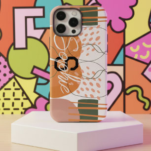 Coque iPhone 16 Pro Max Monogramme Abstrait Terre Cuite & Vert Milieu de S