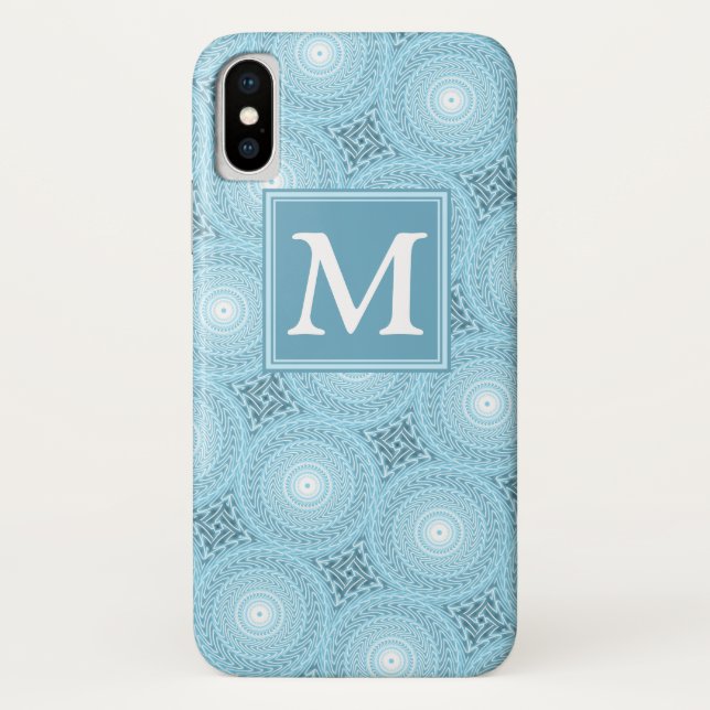 Coques Case-Mate iPhone Monogramme ange bleu cercles motif (Dos)