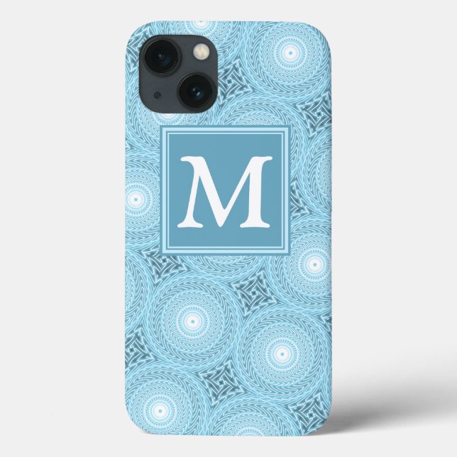 Coques Case-Mate iPhone Monogramme ange bleu cercles motif Coque-Mate iPho (Verso)