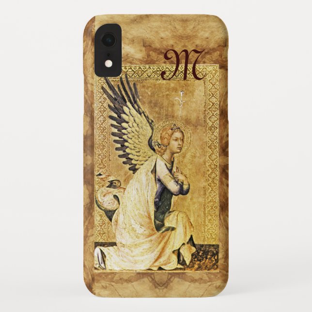 Coques Case-Mate iPhone MONOGRAMME ANGEL DE L'ANNONCE, Parchemin (Dos)