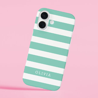 Coque Pour iPhone 16 Monogramme Aqua et White Classic