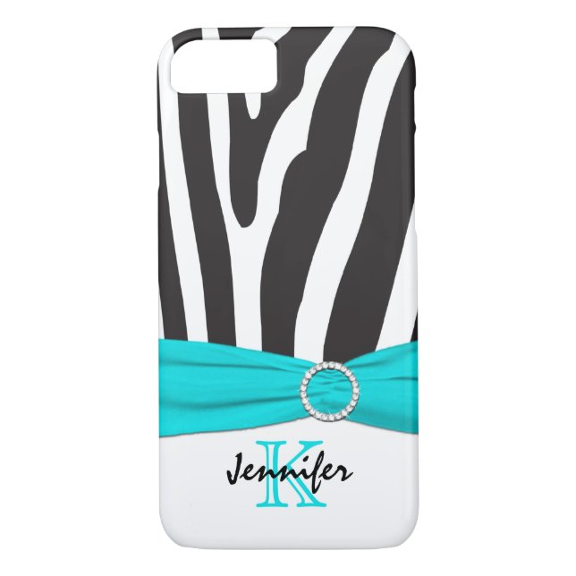 Coques Case-Mate iPhone Monogramme Aqua, Noir, Blanc Zèbre Striped iPhone  (Dos)