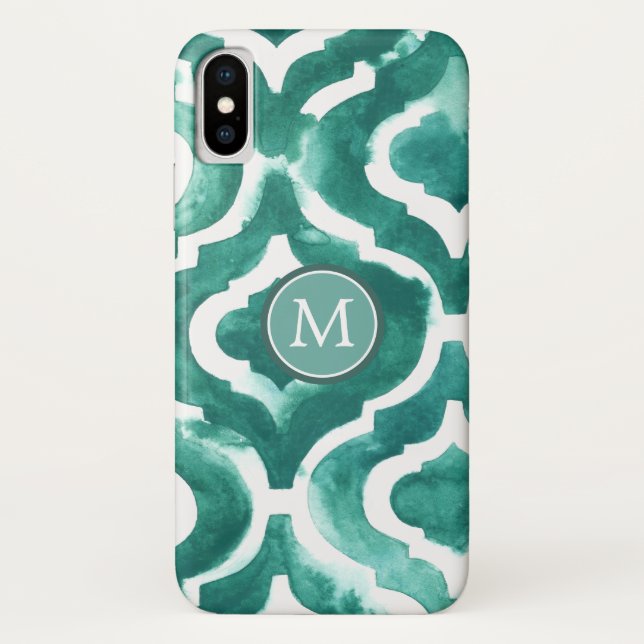 Coques Case-Mate iPhone Monogramme | Aquamarine Motif IV (Dos)