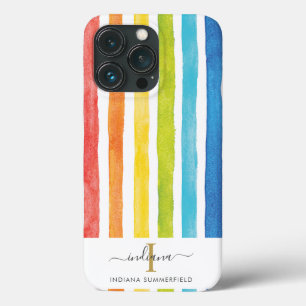 Case-Mate iPhone Case Monogramme Aquarelle Arc-en-ciel Bandes colorées N