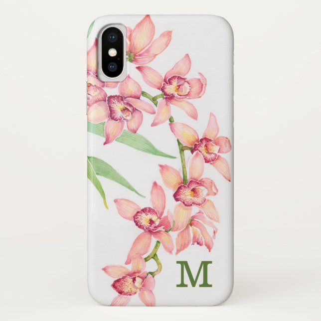 Coques Case-Mate iPhone Monogramme | Aquarelle Fleurs roses (Dos)