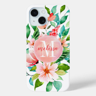 Coque Case-Mate iPhone Monogramme aquarelle florale paradisiaque