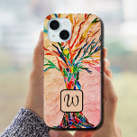 Coque Case-Mate iPhone Monogramme Arbre de Vie Mosaïque<br><div class="desc">Cette coque iphone est décorée d'un arbre de vie en mosaïque colorée sur un arrière - plan beige rustique. Facilement personnalisable avec votre monogramme. Fait un grand cadeau personnel. Mosaïque originale © Michele Davies.</div>