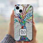Coque Case-Mate iPhone Monogramme Arbre de Vie Mosaïque<br><div class="desc">Cette coque iphone est décorée d'un arbre de vie en mosaïque colorée. Facilement personnalisable avec votre monogramme. Fait un grand cadeau personnel. Mosaïque originale © Michele Davies.</div>