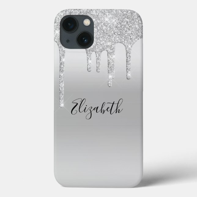 Coques Case-Mate iPhone Monogramme Argent Paillettes scintillantes Tendanc (Verso)