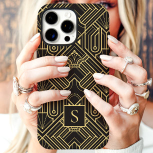 Coque iPhone 16 Pro Monogramme Art déco