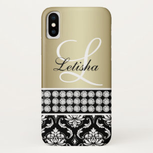 Coques Pour iPhone Monogramme audacieux Girly personnalisé de damassé