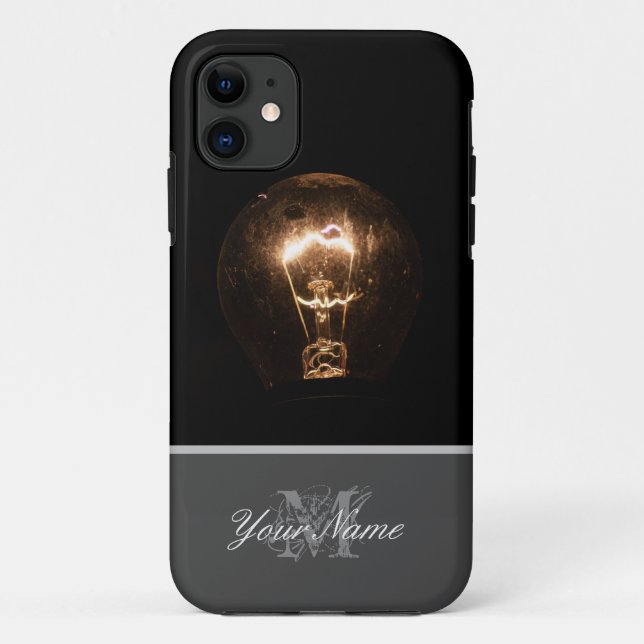 Coques Case-Mate iPhone Monogramme avec ampoule rétro ! (Dos)