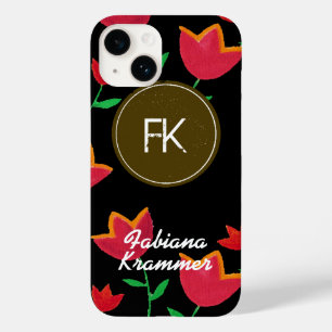Coque Pour iPhone 14 monogramme avec fleurs