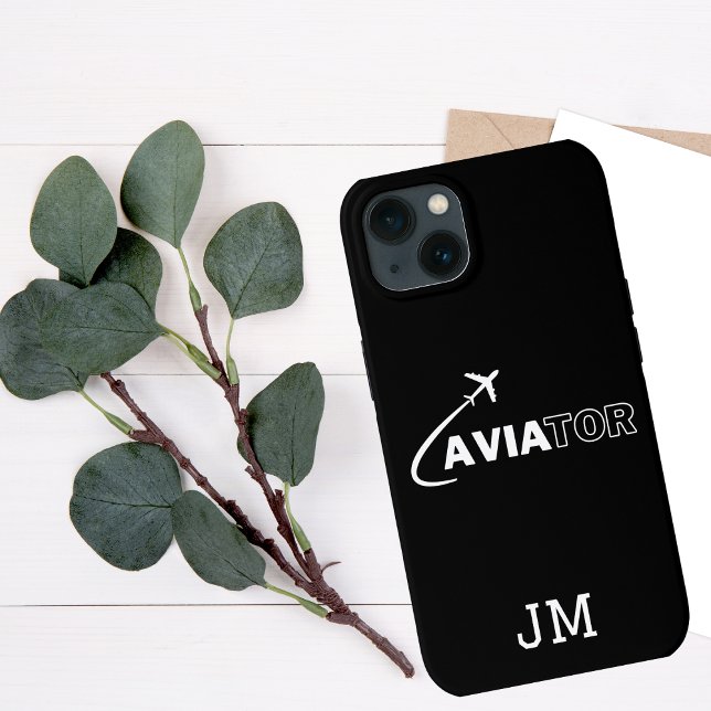 Coques Case-Mate iPhone Monogramme, avionneur cool Avion en vol, Minimalis (Créateur téléchargé)