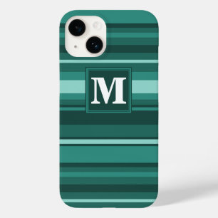 Coque Case-Mate iPhone Monogramme bandes turquoises