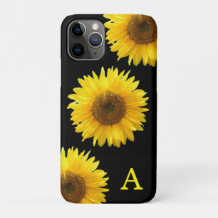 Case-Mate iPhone Case Monogramme & Beaux tournesols en noir