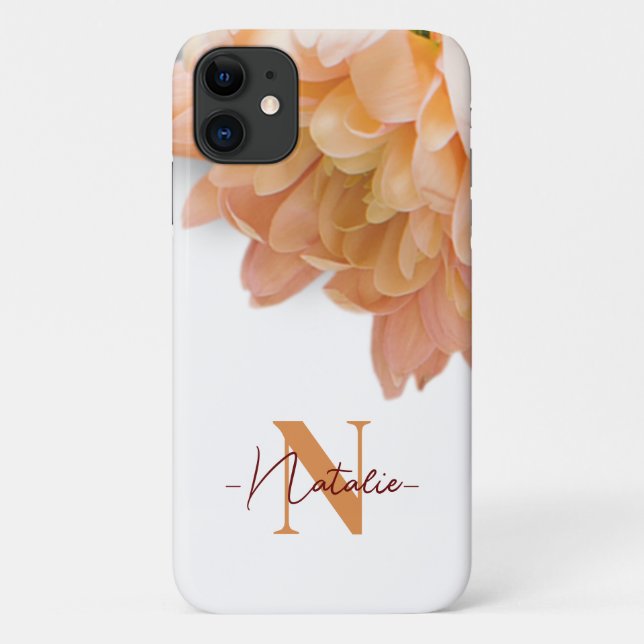 Coques Case-Mate iPhone Monogramme Belle florale blanche et beige pour fil (Dos)