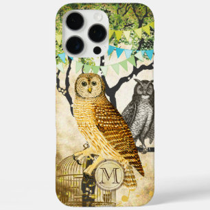 Coques iPhone 16 Pro Max Monogramme Birdcage Chouette Vintage Birch Tree iP