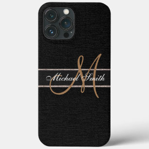 Case-Mate iPhone Case Monogramme Black Burlap Linen Russe Jute
