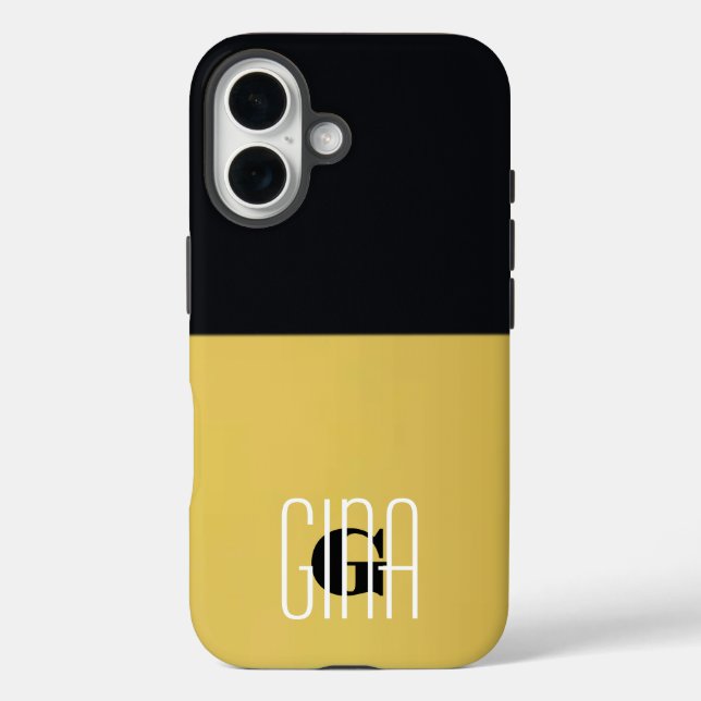 Coques Case-Mate iPhone Monogramme Black & Gold Girly Plutôt Initiale (Verso)