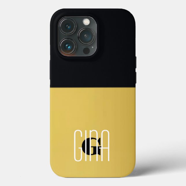 Coques Case-Mate iPhone Monogramme Black Gold & Girly Plutôt Initiale (Verso)