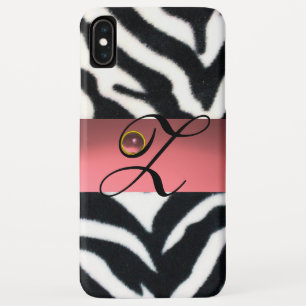 Case-Mate iPhone CASE MONOGRAMME BLACK ZEBRA FUR ROSE GEM,
