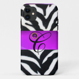 Case-Mate iPhone CASE MONOGRAMME BLACK ZEBRA FUR VIOLET PURPLE GEM,
