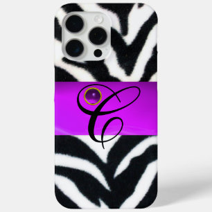COQUE Case-Mate iPhone MONOGRAMME BLACK ZEBRA FUR VIOLET PURPLE GEM,
