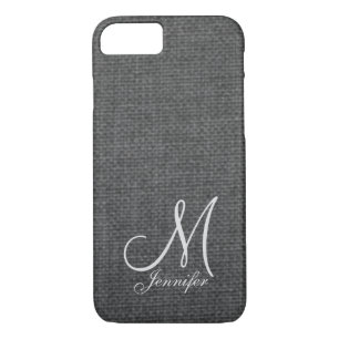 Coque Case-Mate iPhone Monogramme blanc de toile gris-foncé