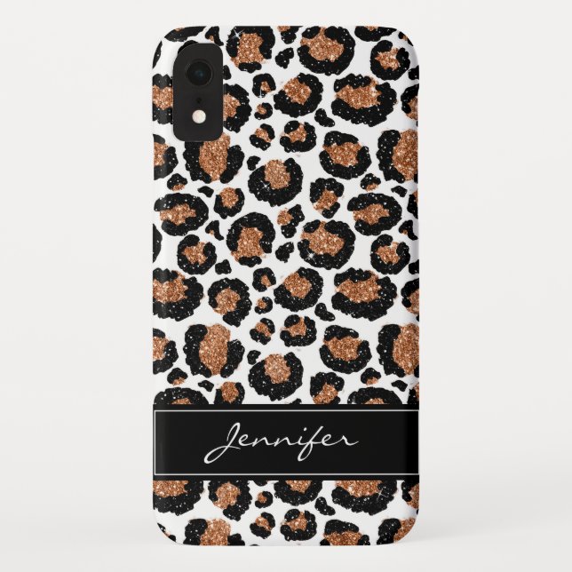 Coques Case-Mate iPhone Monogramme blanc et or huile Motif Cheetah (Dos)