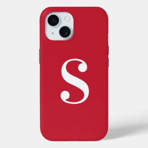 Coque Case-Mate iPhone Monogramme blanc minimal en rouge