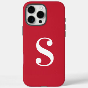 Coque iPhone 16 Pro Max Monogramme blanc minimal en rouge