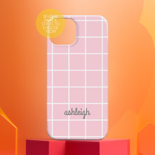 Coque Pour iPhone 16 Monogramme blanc Plat blanc rose doux rétro