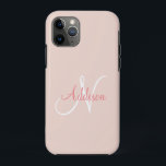 Case-Mate iPhone Case Monogramme blanc rose pâle Personnalisé Élégant<br><div class="desc">Joli et pastel coque iphone monogramme rose pétale. Une couleur douce et apaisante. Pour la femme classique et élégante.</div>