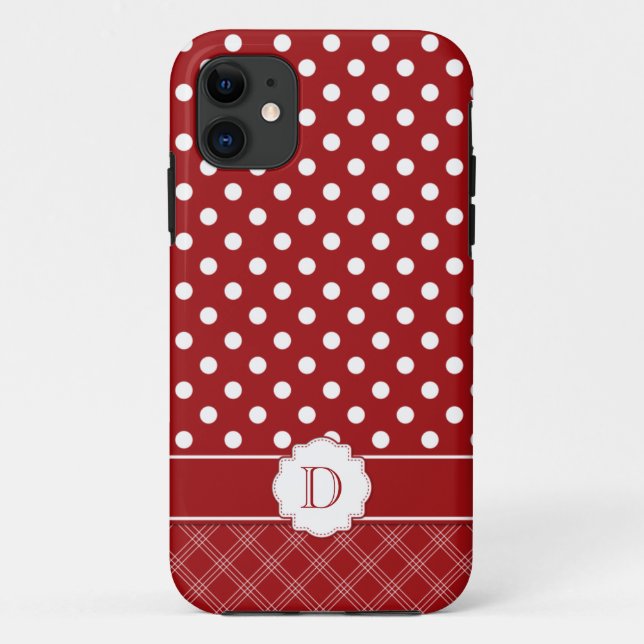 Coques Case-Mate iPhone Monogramme blanc rouge Girly du pois iPhone5 (Dos)